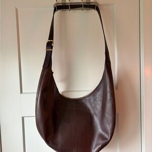 Brown Leather Hobo Crossbody Bag